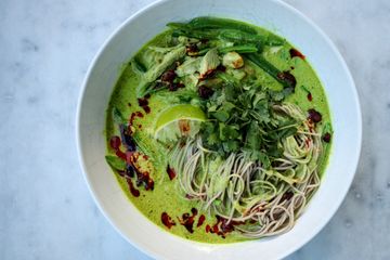 Fragrant coconut chicken with soba noodles and lots-a lime